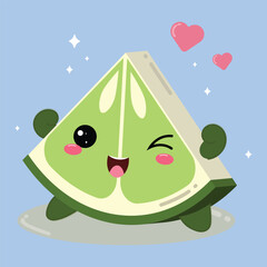 Illustration Of A Cute And Happy Cartoon Lime Fruit Slice