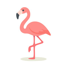 A pink cartoon flamingo standing on one leg.