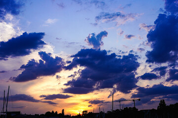 sunset over the Balaton lake. Hungary.