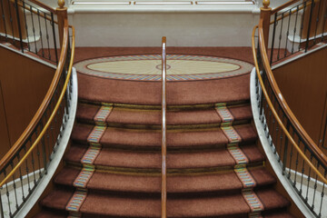 Opulent Art Deco interior architecture inside lobby, atrium or foyer on modern ocean liner style...