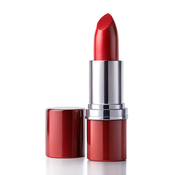 Red matte lipstick isolated on transparent background