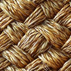 Intertwined golden straw texture in detail