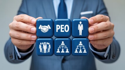 Business concepts illustrated by interlocking cubes.