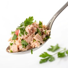 Spoonful of Tuna Salad with Fresh Herbs