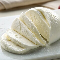 Soft mozzarella cheese slices folded gently