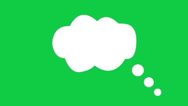 Simple cloud shaped speech balloon on green screen background. copy Space-Simple cloud shaped speech balloon. thought bubble style speech dialogue animation
