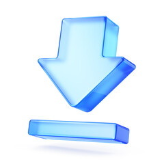 Download icon, Download 3d button. Load symbol on white background - 3d rendering
