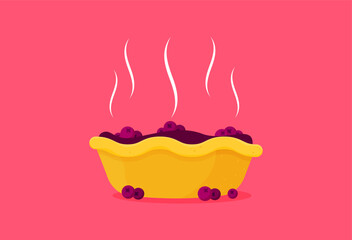 Flat vector pie, baking sweet sign