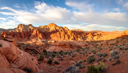 Red sandstone formations in Bryce Canyon National Park, Utah, and Monument Valley, Arizona, create a scenic desert landscape under a vast sky