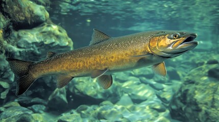 Naklejka premium Underwater shot of a salmon