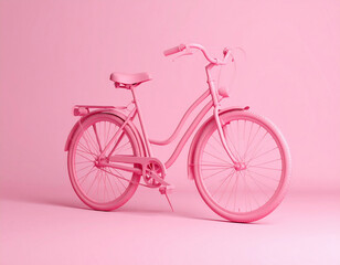 pink bicycle with pink background