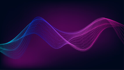 Wave line cyan, blue, and pink gradient design minimalist style
