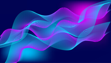 Abstract motion wave cyan and pink gradient line background