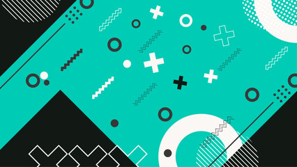 Flat design abstract Memphis background with colorful shapes