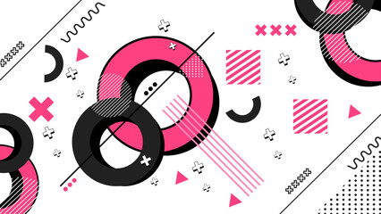 Flat design abstract Memphis background with colorful shapes