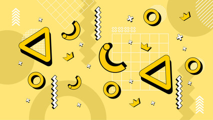 Flat design abstract Memphis background with colorful shapes