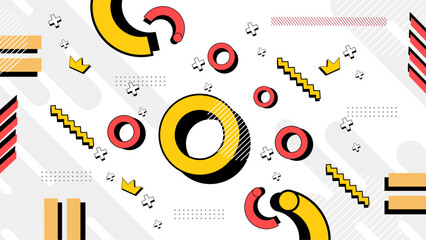 Flat design abstract Memphis background with colorful shapes