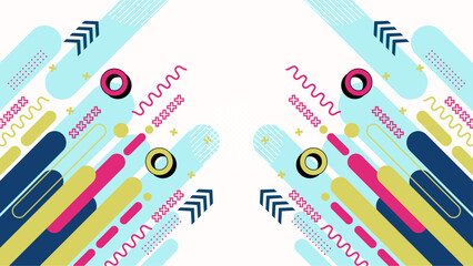 Flat design abstract Memphis background with colorful shapes