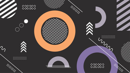 Flat design abstract Memphis background with colorful shapes