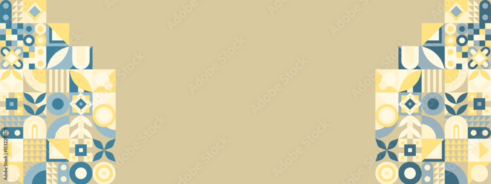Poster flat mosaic pattern design with cream background