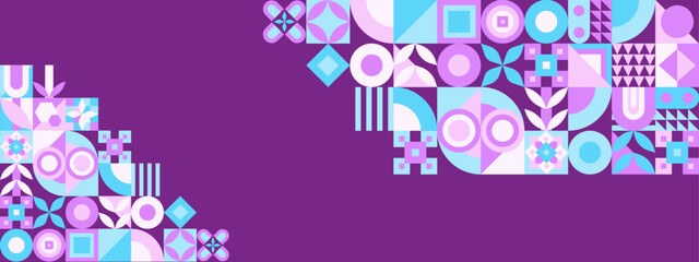 Fototapeta premium Flat mosaic pattern design with purple background