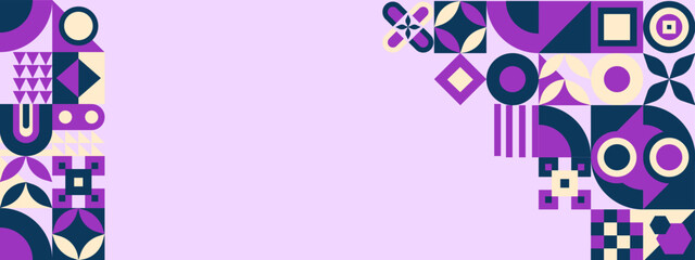 Flat mosaic pattern design with purple background