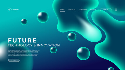 Landing Page With cyan and blue Abstract shape background