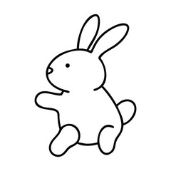 Very simple black and white line drawing of a bunny.
