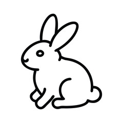 Very simple black and white line drawing of a bunny.