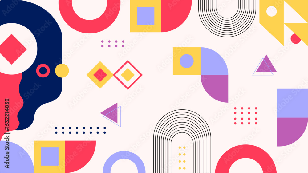 Poster abstract geometric pattern with cream color background