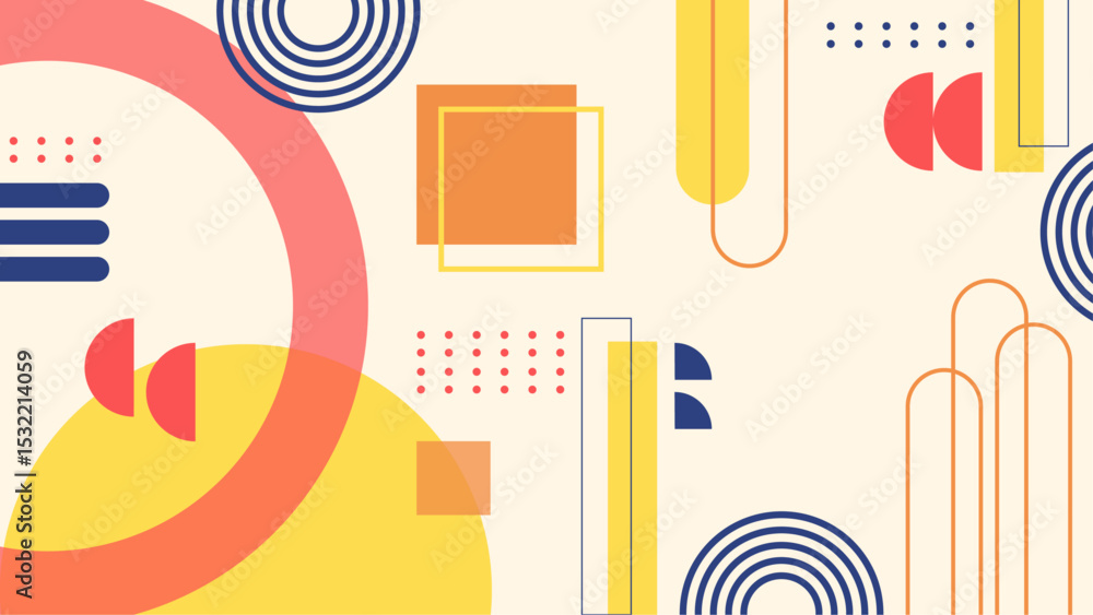 Poster abstract geometric pattern with cream color background