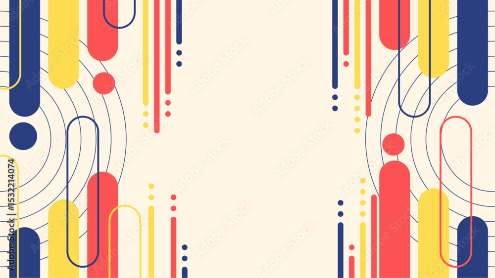 Poster abstract geometric pattern with cream color background