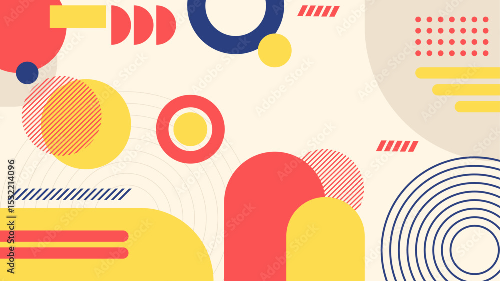 Poster abstract geometric pattern with cream color background
