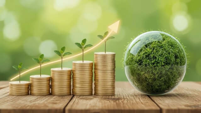 Growing money sustainable investments financial growth green business concept