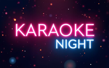 Karaoke night vector. Neon sign, luminous logo, symbol, light banner. Advertising bright night karaoke bar, party, disco bar, night club. Live music. Design template. High quality