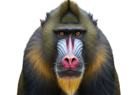 Isolated Detailed Portrait of a Colorful Mandrill - Powered by Adobe