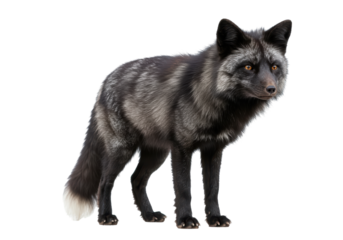 Isolated Elegant Silver Fox Standing Calmly