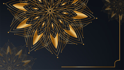 Luxury ornamental mandala design background in gold and black color vector