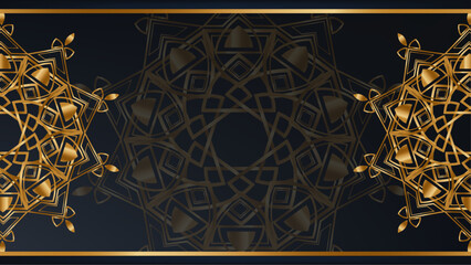 Luxury ornamental mandala design background in gold and black color vector