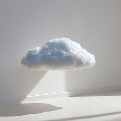 White cloud floats against a white wall