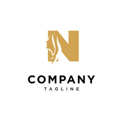 Letter N Woman Logo Icon Vector