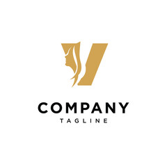 Letter V Woman Logo Icon Vector