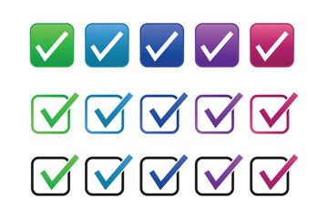 Check box icon with correct, accept checkmark icons tick box checked