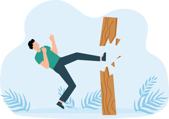 People destroying walls and Employees and businessmen overcome obstacles and persons break barriers and glass and concrete and bricks concept
