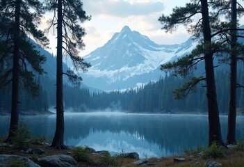 Scenic images of mountains and lakes