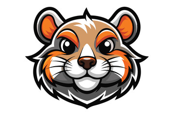 Hamster Head Mascot Logo Vector Elements Illustration, Playful Hamster Mascot Icon face.