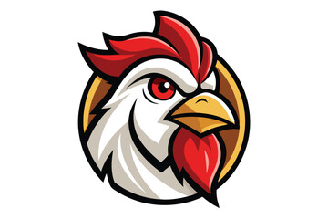 Rooster Hen Head Mascot Logo Vector Elements Illustration, Angry Rooster Hen Mascot Icon face.