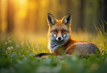 Close up of grassland fox scenery