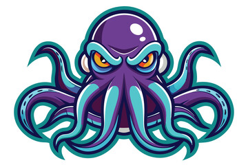 octopus whale mascot logo vector elements, octopus cartoon face clipart illustration.