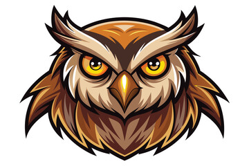 Obraz premium Owl head mascot logo vector elements, Owl cartoon face clipart illustration.